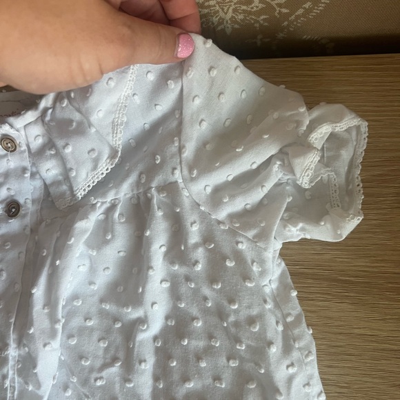 Martina Charlotte Girls Babydoll White Buttondown Shirt Dress - Picture 3 of 5